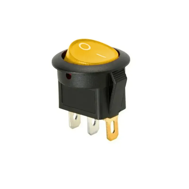 KCD1-5-101N illuminated Round Rocker Switch 250V 6A SPST ON-OFF   - Yellow