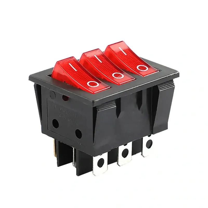 KCD3 ON-OFF Rocker Switch SPST 9 Pin 3-Way 250V 15A - Red
