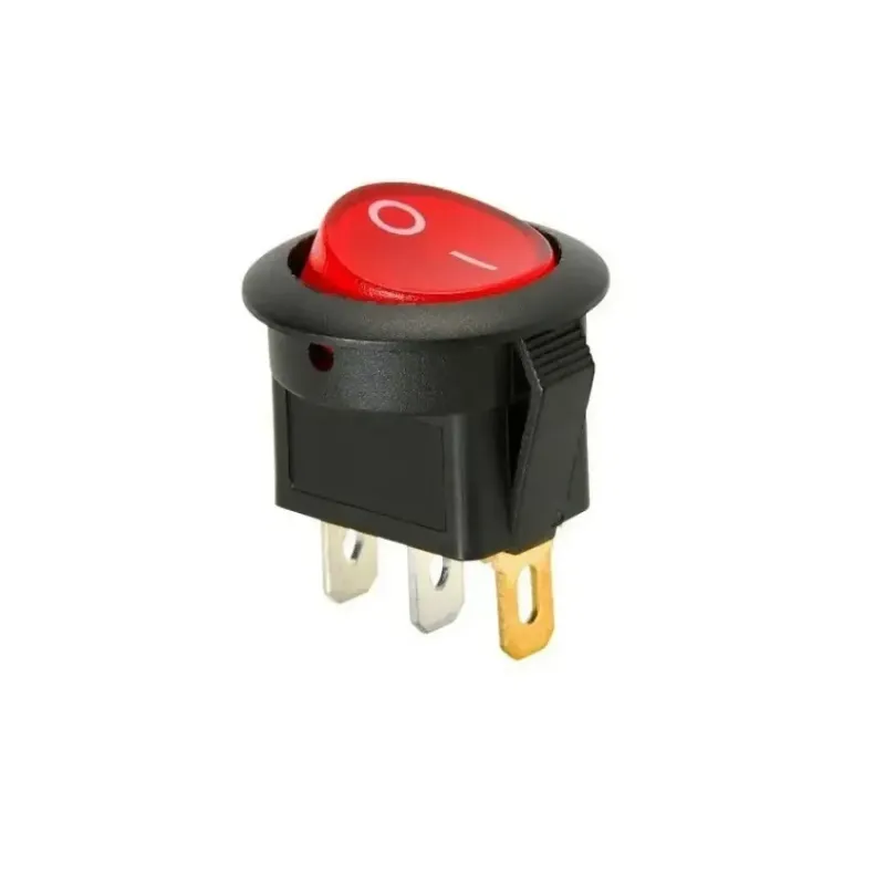 ON-OFF Illuminated Round Rocker Switch 220V 3 Pin - Red Light