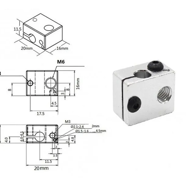 E3D V6 Heater Block for 3D Printer E3D V6 Heater Block for 3D Printer