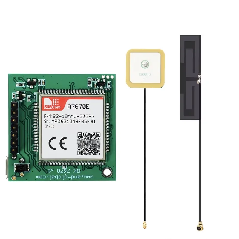 Simcom A7670E Dual SIM 4G LTE Cat 1 and GPS Module with GSM and GPS Antennas