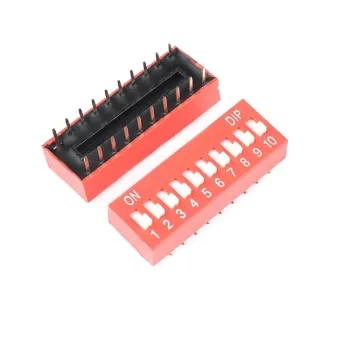10-Pin DIP Switch with 2.54mm Pitch in Red 10-Pin DIP Switch with 2.54mm Pitch in Red