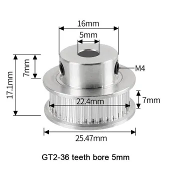 GT2-6mm Timing Belt Pulley 36T - Bore 5mm GT2-6mm Timing Belt Pulley 36T - Bore 5mm
