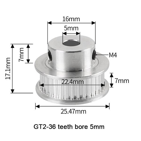 GT2-6mm Polei Pentru Cureaua de Distribuție 36T - Alezaj 5mm GT2-6mm Polei Pentru Cureaua de Distribuție 36T - Alezaj 5mm