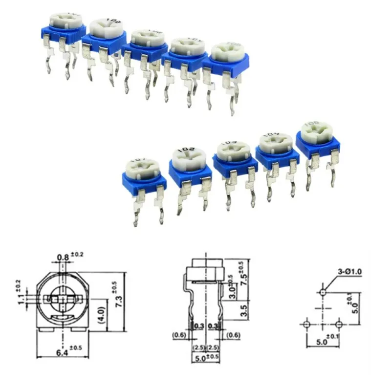 10K Trimpot RM065 Mini Potențiometru semi-reglabil 6mm 10K Trimpot RM065 Mini Potențiometru semi-reglabil 6mm