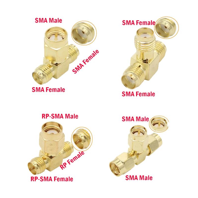 RP-SMA Intrare Masculină la 2 RP-SMA Ieșire Feminină T-Type RF Conector Splitter