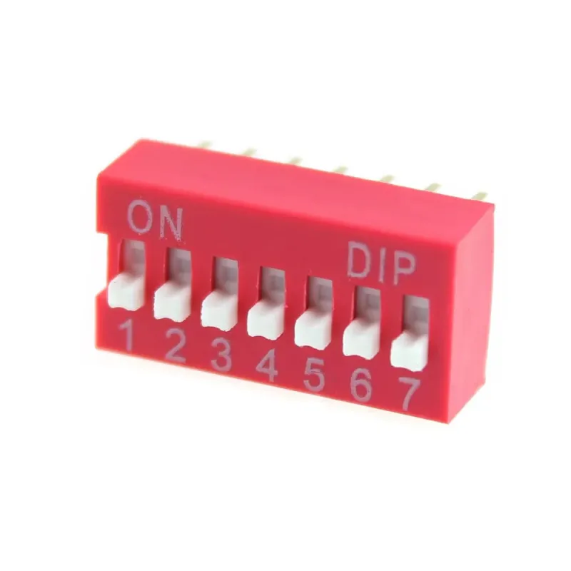 7 Pin Dip Switch 2.54mm Red