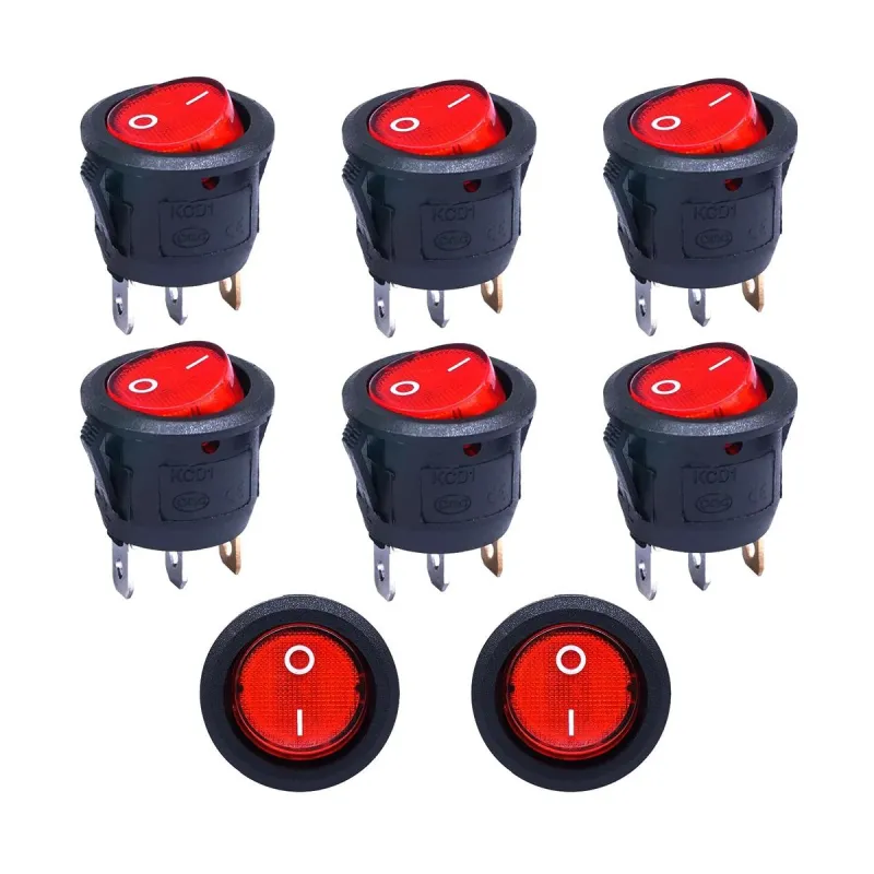 ON-OFF Illuminated Round Rocker Switch 12V 3 Pin - Red Light ON-OFF Illuminated Round Rocker Switch 12V 3 Pin - Red Light