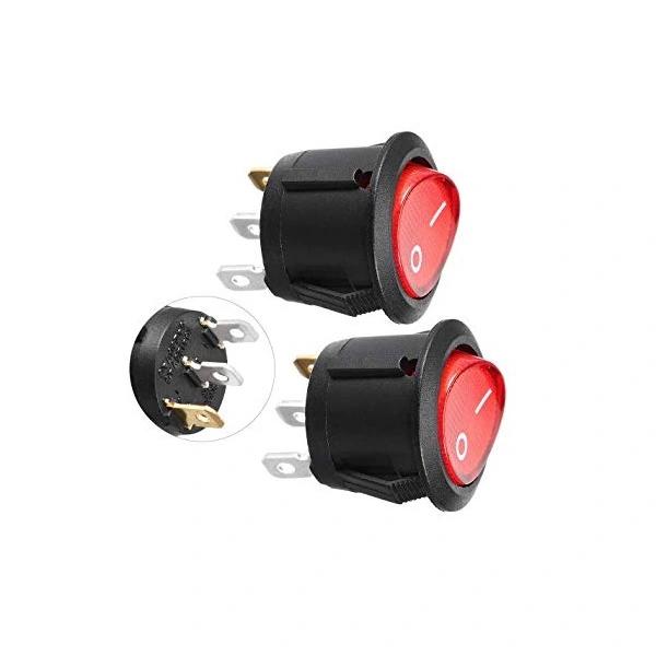 ON-OFF Illuminated Round Rocker Switch 12V 3 Pin - Red Light ON-OFF Illuminated Round Rocker Switch 12V 3 Pin - Red Light