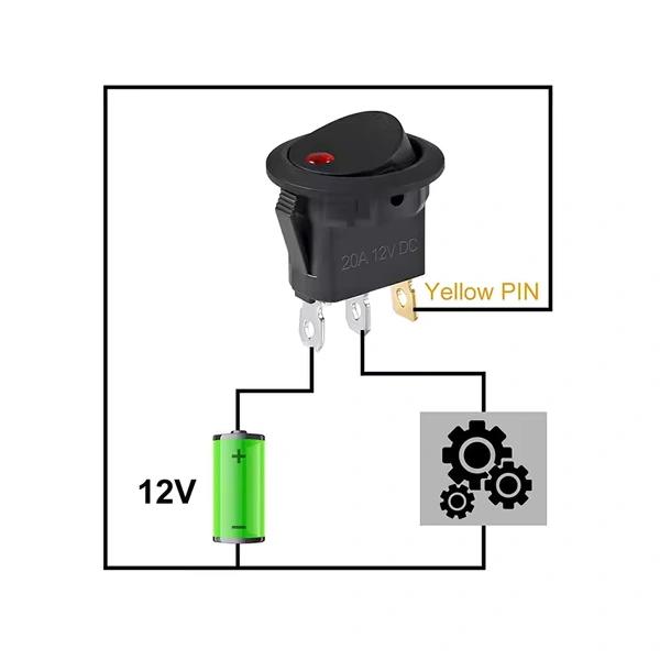 12V 20A ON-OFF Rocker Switch with Red LED 22mm
