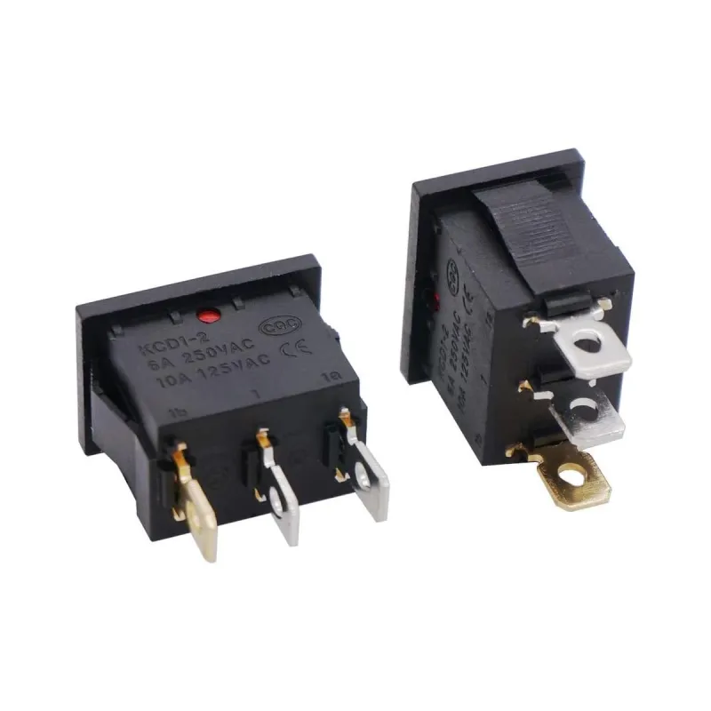 KCD1-101N-2 illuminated Rocker Switch ON-OFF 250V 6A SPST 21x15 mm - Red Light