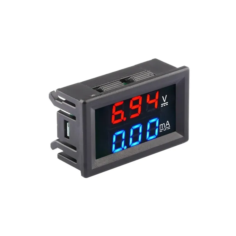 DC 0–100V 10A Digital Voltmeter Ammeter – Red & Blue with Case