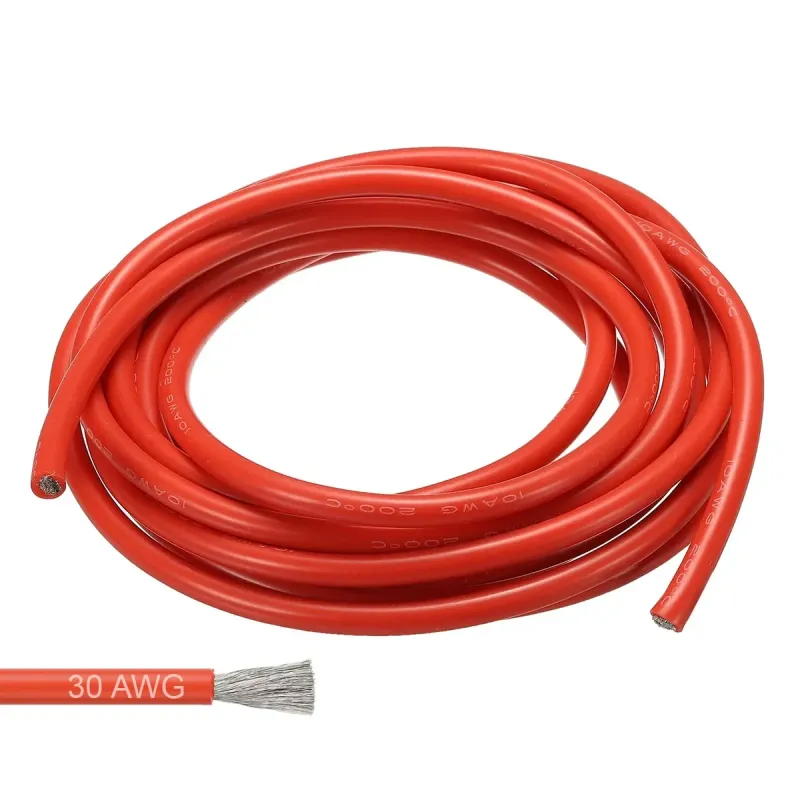Sârmă Siliconică Flexibilă 30 AWG 0,08 mm Cupru Staniu - ROȘU - 1 Metru