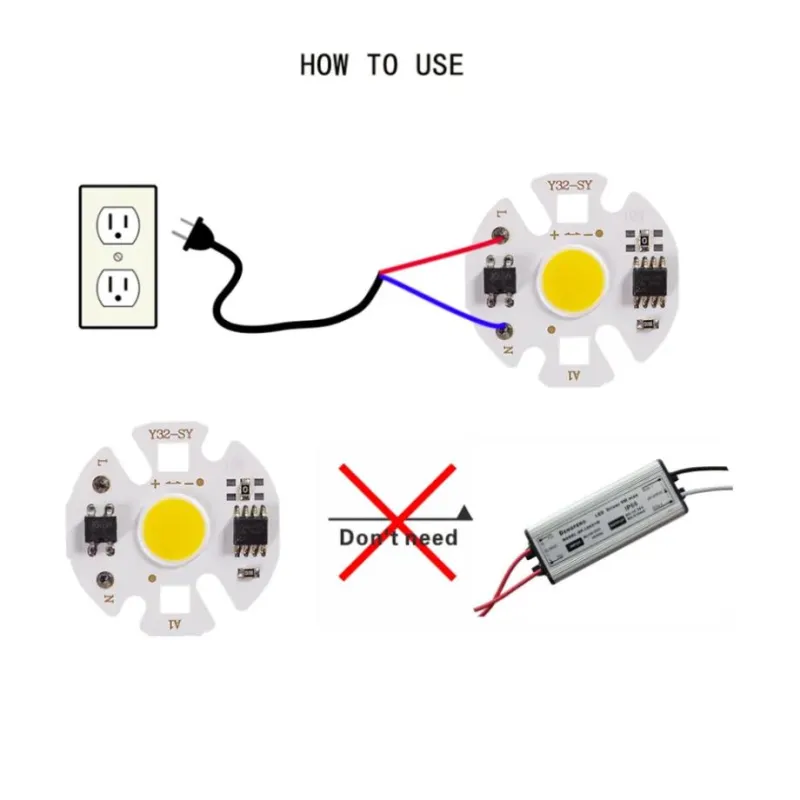 220V 7W Power Led Board Module IP65 Y32 2800-3200K Warm White