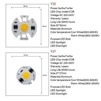 220V 7W Power Led Board Modul IP65 Y32 2800-3200K Alb Cald