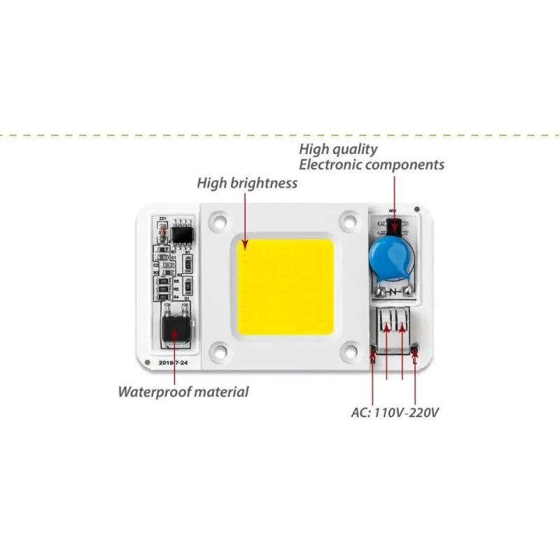 220V 50W Full Spectrum Plant Grow Power Led Board Module 380-840nm Roz