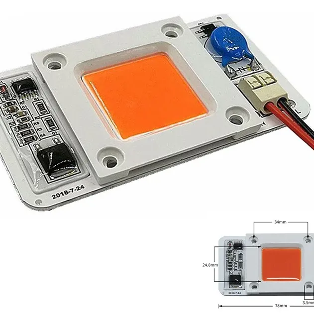 220V 50W Full Spectrum Plant Grow Power Led Board Module 380-840nm Roz