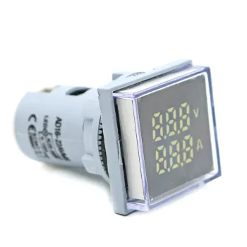 Square LED Dual Display AC Voltage & Current Meter – 60–500V / 100A – White Square LED Dual Display AC Voltage & Current Meter – 60–500V / 100A – White