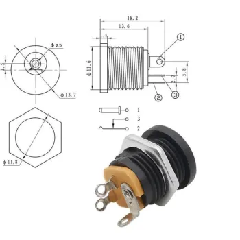DC Power Jack for Panel 5.5 x 2.5 mm - Female