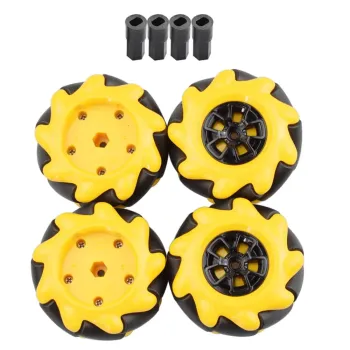 60mm Yellow Mecanum Omni Wheel Set - 2 Right, 2 Left 60mm Yellow Mecanum Omni Wheel Set - 2 Right, 2 Left