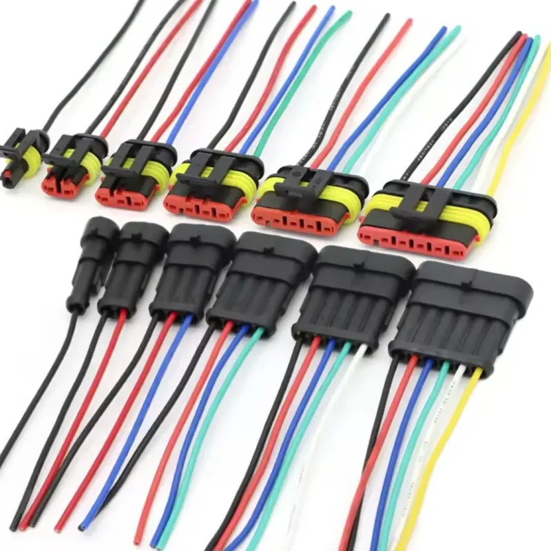 Set conector waterproof AMP 1.5 (masculin + feminin) – 15 cm cu fir de 18AWG