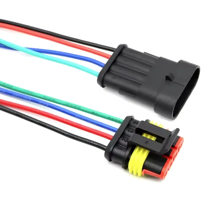 Set conector waterproof AMP 1.5 4P (masculin + feminin) – 15 cm cu cablu 18AWG