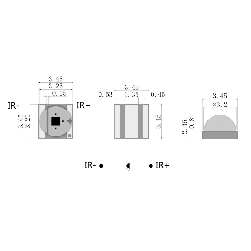 LED Infrared de Înaltă Putere SMD 3535 850nm 3W