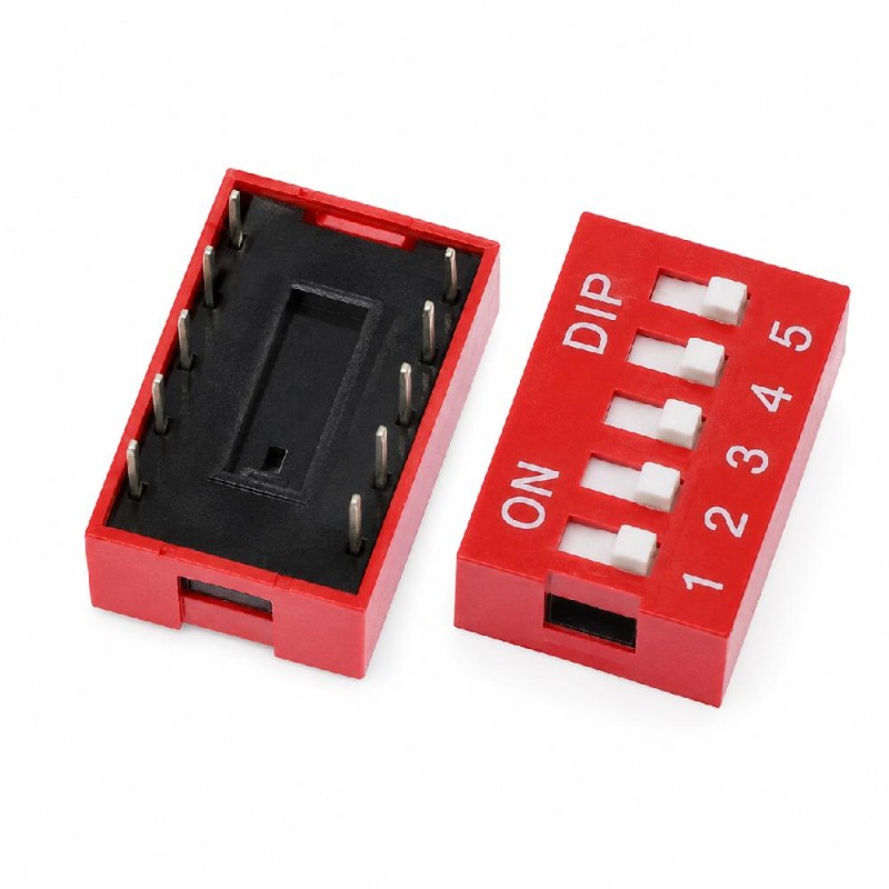 5 Pin Dip Switch 2.54mm Red