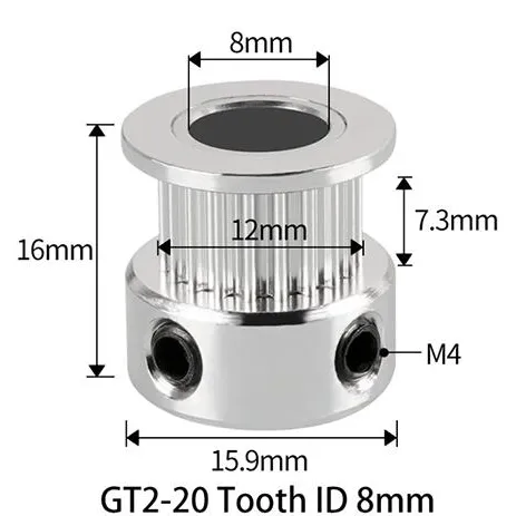 GT2-6mm Timing Belt Pulley 20T - Bore 8mm GT2-6mm Timing Belt Pulley 20T - Bore 8mm