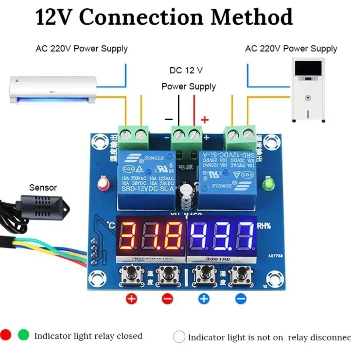 XH-M452 Dual Output Digital Temperature and Humidity Controlled Thermostat - 12V/DC XH-M452 Dual Output Digital Temperature and Humidity Controlled Thermostat - 12V/DC