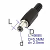 5,5 mm x 2,5 mm Adaptor Jack Pentru Mufa de Alimentare DC Masculină - Tip Scurt 5,5 mm x 2,5 mm Adaptor Jack Pentru Mufa de Alimentare DC Masculină - Tip Scurt
