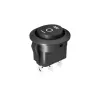 KCD1-8 Round Rocker Switch 250V 6A ON-OFF-ON SPDT 3-Ways - Black