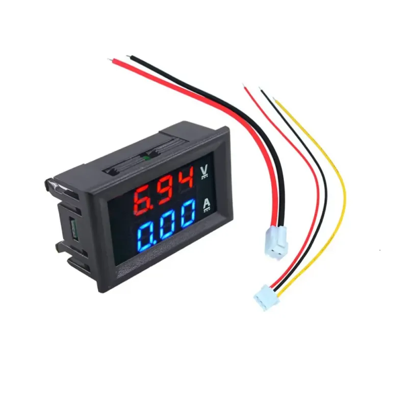 DC 0–100V 1A Digital Voltmeter Ammeter – Red & Blue with Case