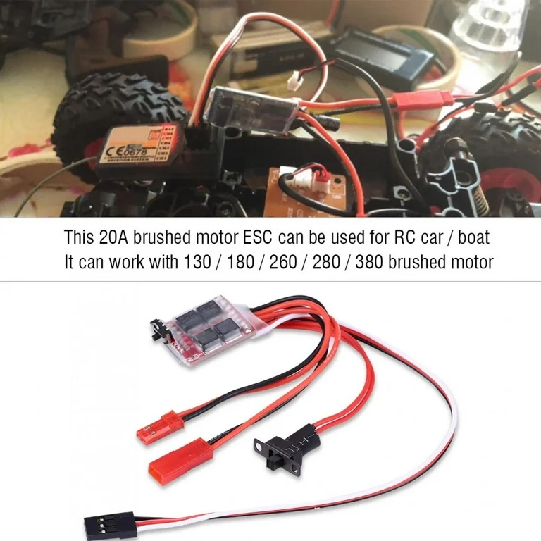 20A Brushed ESC Electronic Speed Controller With Brake Switchable for RC Car Boat Tank 20A Brushed ESC Electronic Speed Controller With Brake Switchable for RC Car Boat Tank