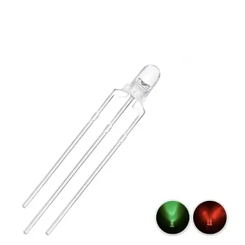 LED de 3 mm cu Două culori: Catod Comun verde-roșu LED de 3 mm cu Două culori: Catod Comun verde-roșu