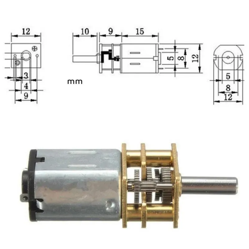 12V 100rpm Micro Motor cu Angrenaj N20 12V 100rpm Micro Motor cu Angrenaj N20