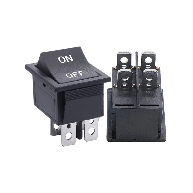 KCD2-201-4 Comutator Basculant ON-OFF DPST 4 Pini 250V 16A - Negru KCD2-201-4 Comutator Basculant ON-OFF DPST 4 Pini 250V 16A - Negru