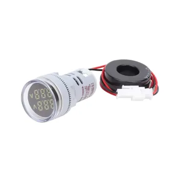 Round LED Dual Display AC Amp Volt Ampermeter Voltmeter  60-500V 100A - White Round LED Dual Display AC Amp Volt Ampermeter Voltmeter  60-500V 100A - White