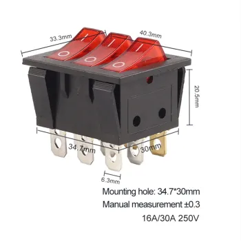 KCD3 Comutator Basculant ON-OFF SPST 9 Pini 3 Căi 250V 15A - Roșu KCD3 Comutator Basculant ON-OFF SPST 9 Pini 3 Căi 250V 15A - Roșu