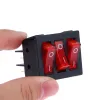 KCD3 ON-OFF Rocker Switch SPST 9 Pin 3-Way 250V 15A - Red