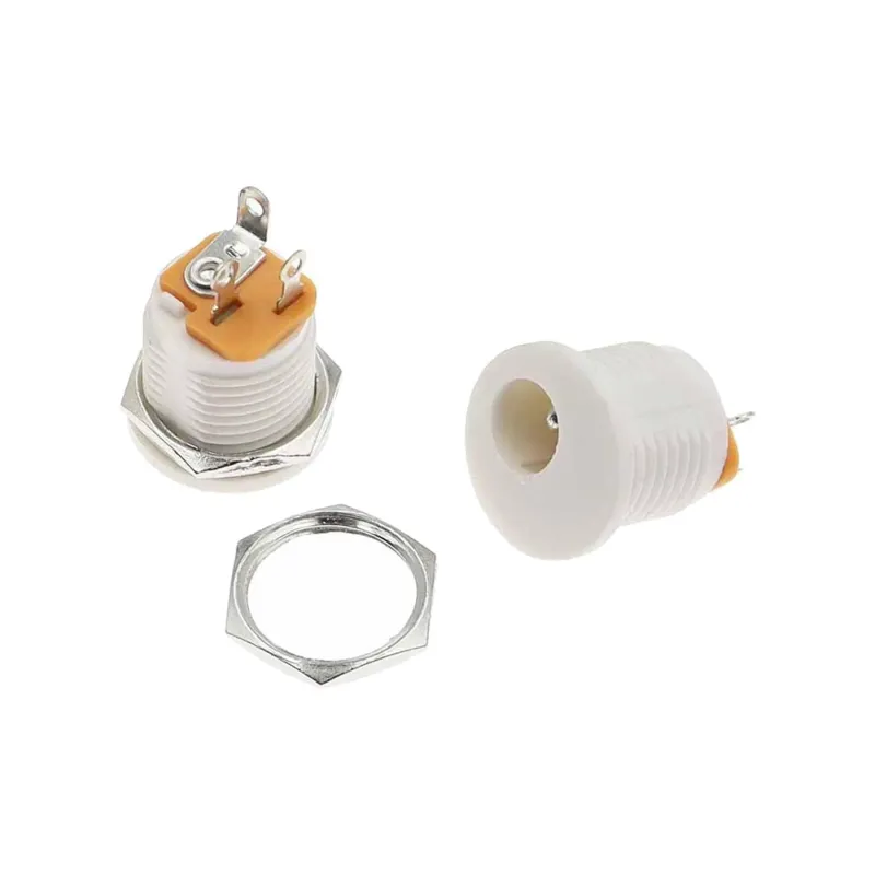 DC Power Jack for Panel 5.5 x 2.1 mm Female - White DC Power Jack for Panel 5.5 x 2.1 mm Female - White