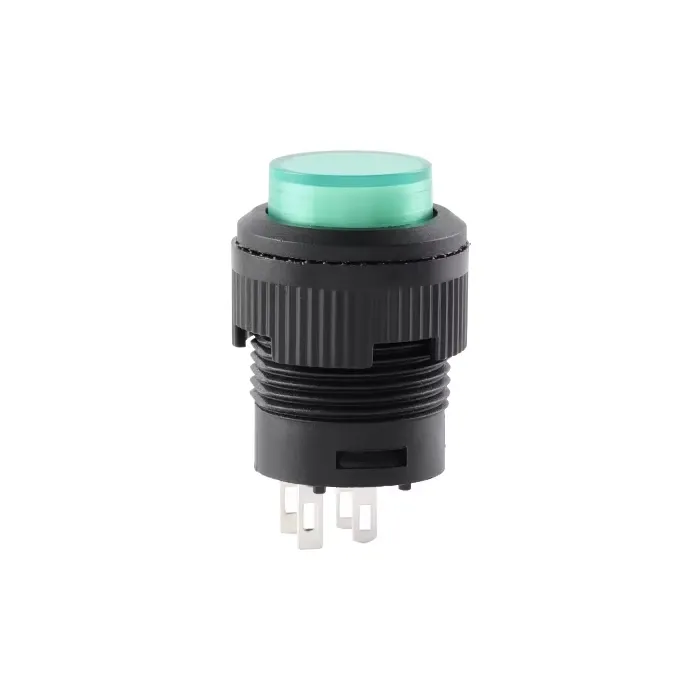Led Lamp Momentary Push Button Switch 16mm 250V 3A R16-503 - GREEN