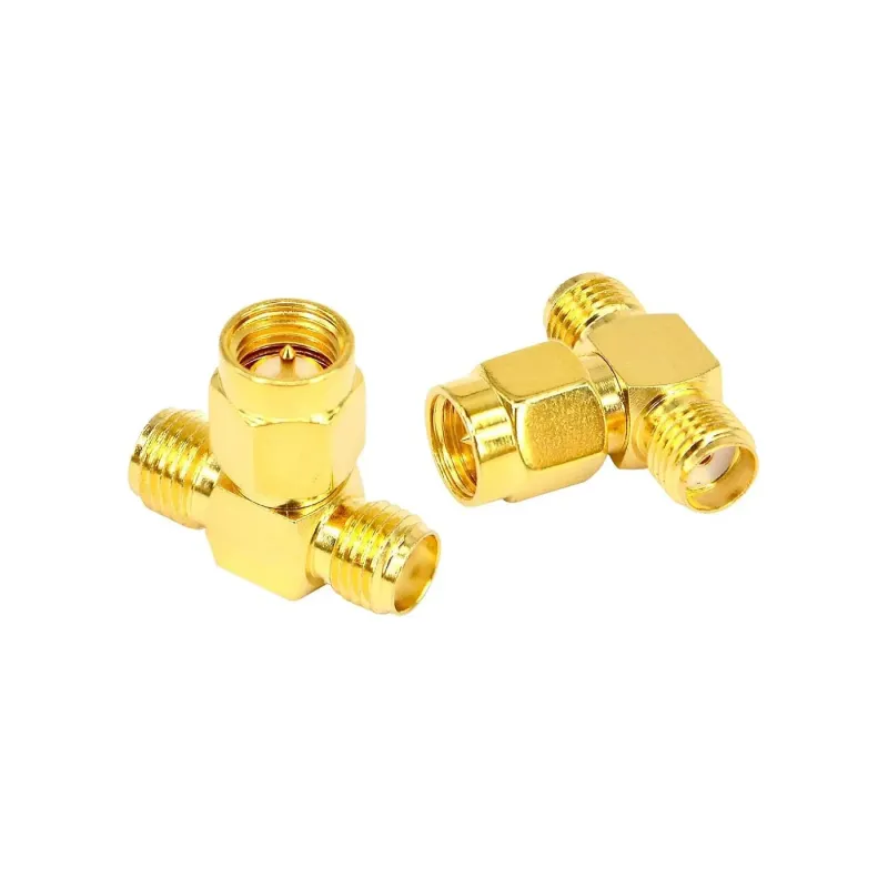 SMA Male Input to Dual SMA Female Output T-Type RF Connector Splitter
