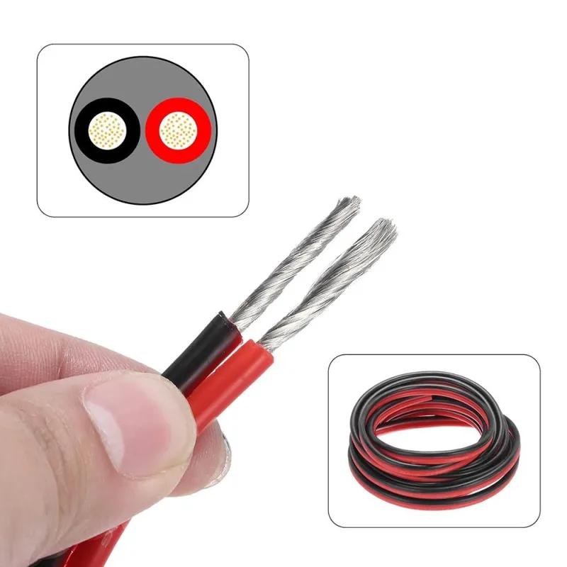 18 AWG 2 Conductor Parallel Flexible Silicone Wire Cable Red-Black - 1 Meter 18 AWG 2 Conductor Parallel Flexible Silicone Wire Cable Red-Black - 1 Meter