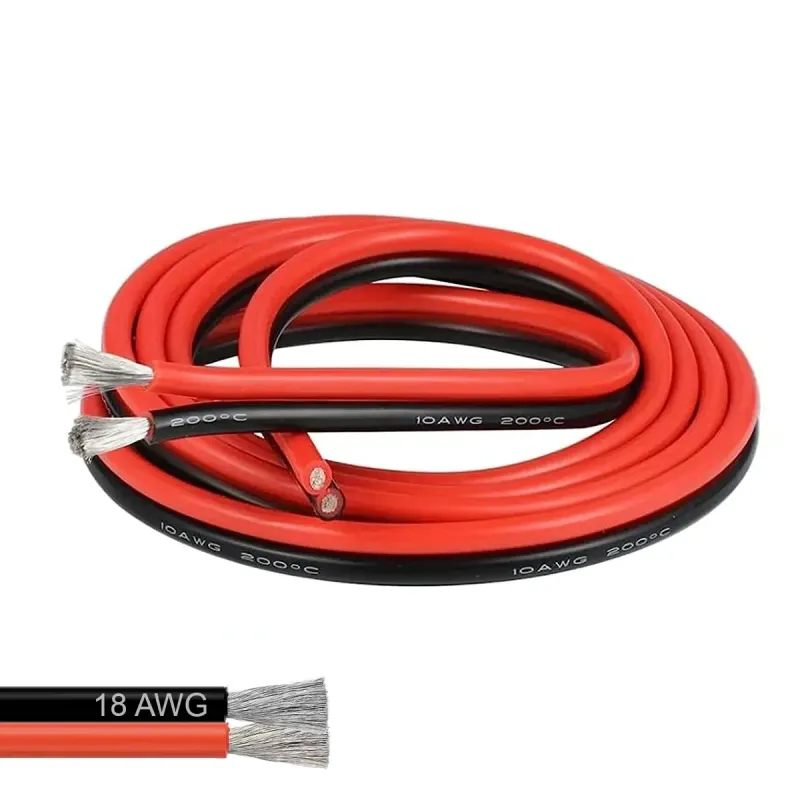 18 AWG 2 Conductor Parallel Flexible Silicone Wire Cable Red-Black - 1 Meter