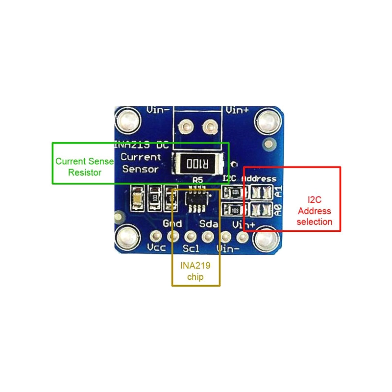 Modul Senzor de Curent bi-direcțional I2C INA219 Modul Senzor de Curent bi-direcțional I2C INA219