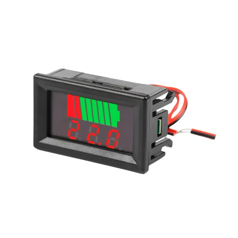 Car Battery Charge Level Indicator - 12V 24V 36V 48V 60V 72V (RED)