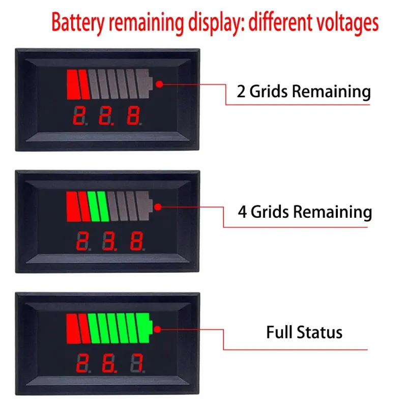 Car Battery Charge Level Indicator - 12V 24V 36V 48V 60V 72V (RED) Car Battery Charge Level Indicator - 12V 24V 36V 48V 60V 72V (RED)