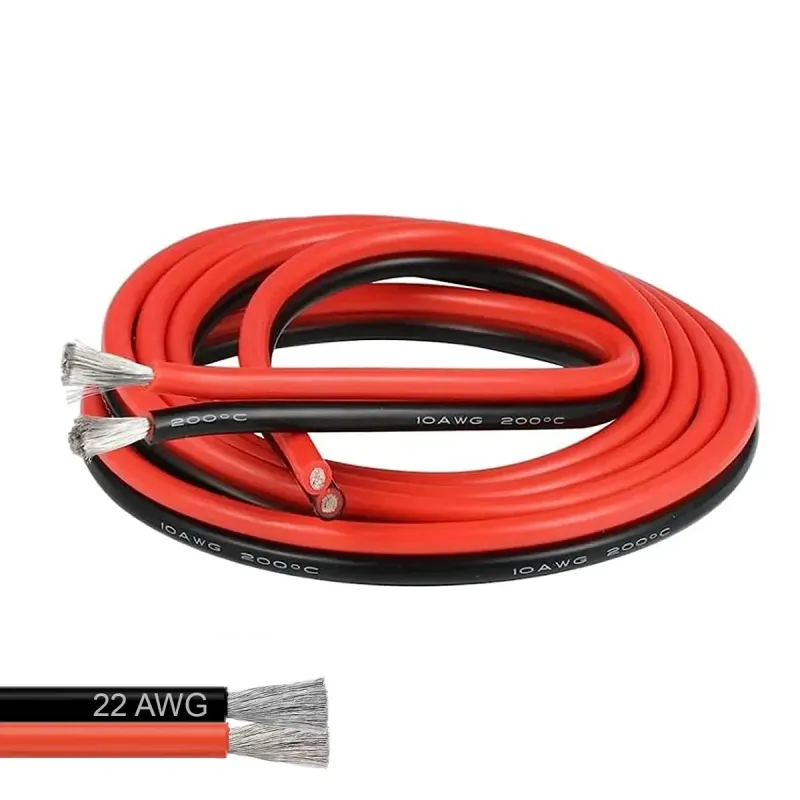 22 AWG 2 Conductor Parallel Flexible Silicone Wire Cable Red-Black -1 Meter