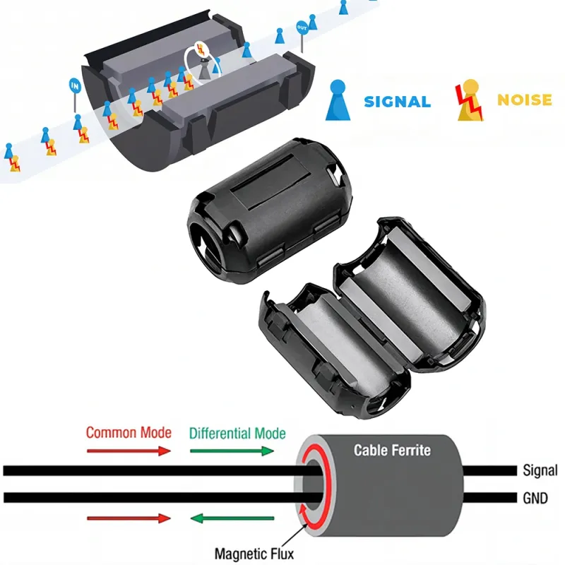 Ferrite Magnetic Core Clip 5mm - Suppresor de Zgomot cablu, EMI - Filtru RFI Ferrite Magnetic Core Clip 5mm - Suppresor de Zgomot cablu, EMI - Filtru RFI